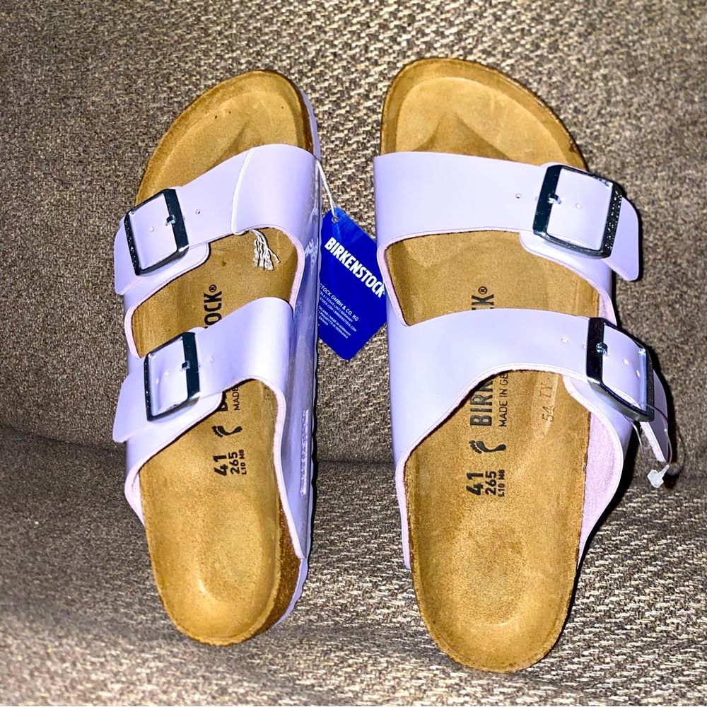 BIRKENSTOCK SIZE 41 US ladies size 10 purple with silver buckle